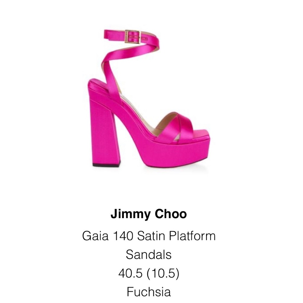 Jimmy Choo Gaia Platform Satin Sandals in Fuschia